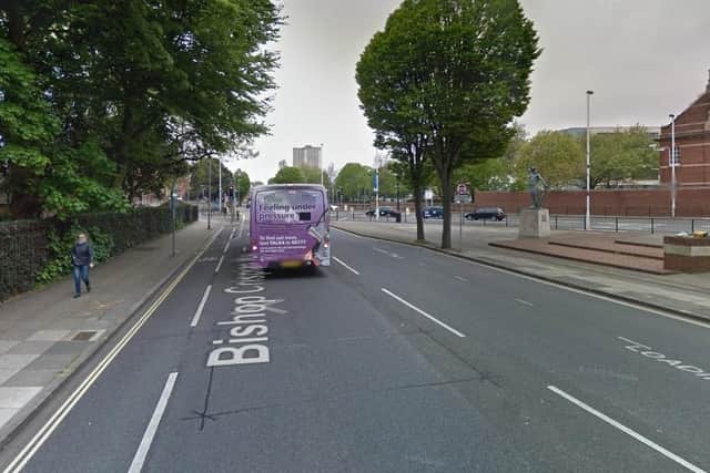 The bus lane in Bishop Crispian Way in central Portsmouth