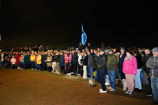 Friends and family of Elin Martin gathering on Gosport seafront.