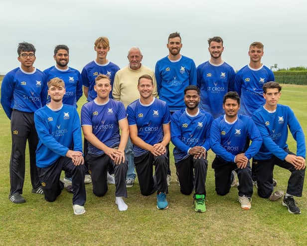 SPL second tier champions Portsmouth. Back (from left) Carlin Joy, Rakshith Rao, Charlie Collins, Ian Miller (scorer), Dan Wimble (captain), Ben Duggan, Freddie Gadd. Front row: Harry Gadd, Joe Kooner-Evans, Steve Warner, Sujeeth Daini, Mohammed Ashraful, Tom Lewis. Picture: Mike Cooter