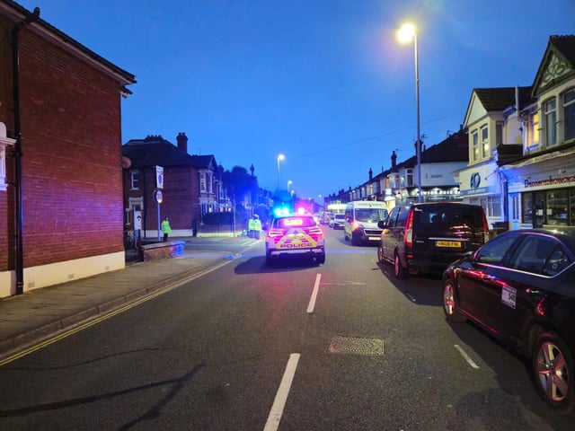 Winter Road crash scene in Southsea