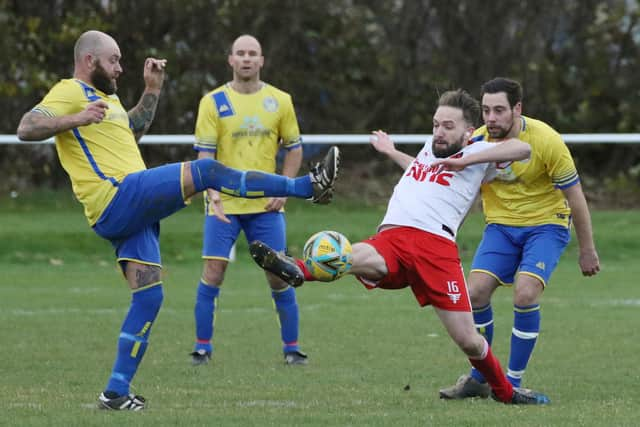 Meon Milton (yellow) v Rowner. Picture: Kevin Shipp