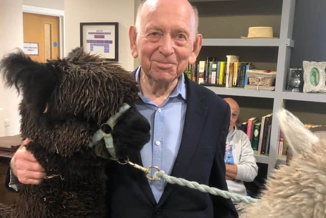 Residents at Parker Meadows met Alphie and Bobby the alpacas