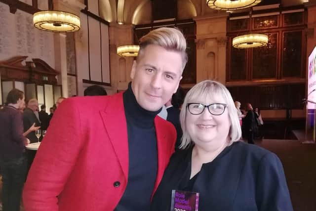 Andrea Marr with Dancing on Ice star, Matt Evers.