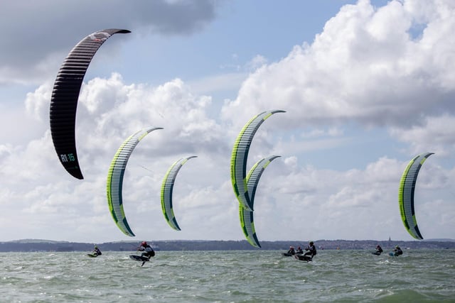 The Formula Kite European Championships start in Portsmouth, Southsea on Thursday 21st September 2023

Pictured:Competitors racing to the finish line
Picture: Habibur Rahman