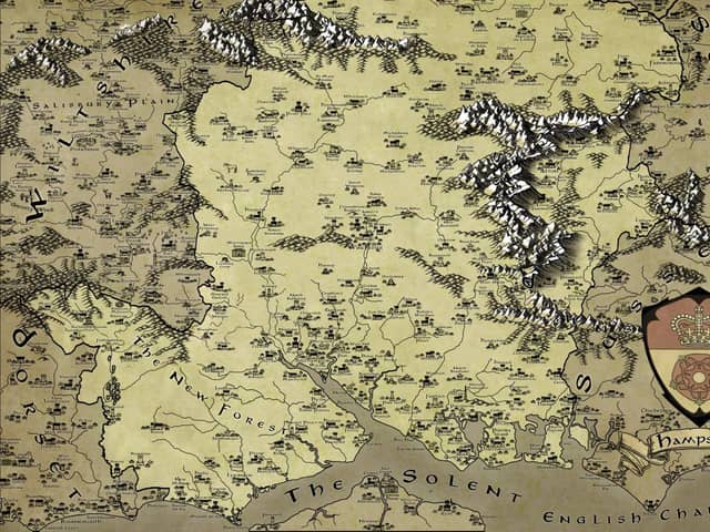 This map of Hampshire was drawn up by novelist Chris Birse, in the same style used by J.R.R. Tolkien. Picture: Chris Birse