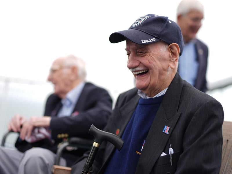 D-Day veteran Arnie Salter, 98, from Warwickshire, on board the Brittany Ferry ship Mont St Michel as it sails from Portsmouth Harbour. Photo Jordan Pettitt/PA Wire