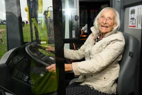 Pictured is: Joan Spencer-Lane takes over as driver.


Picture: Keith Woodland