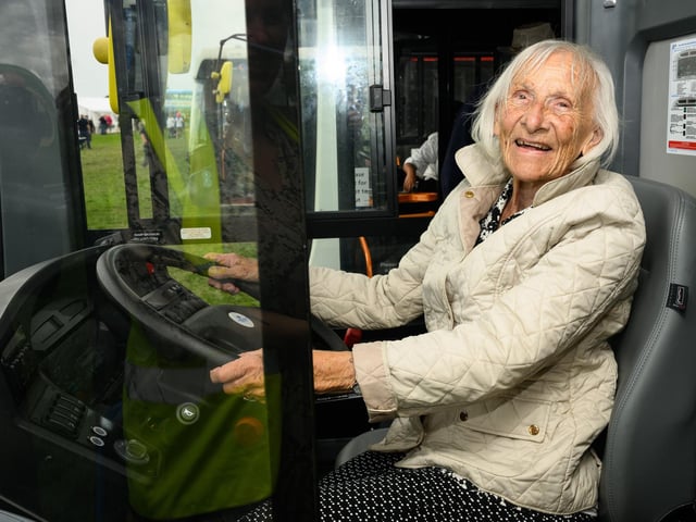 Pictured is: Joan Spencer-Lane takes over as driver.


Picture: Keith Woodland