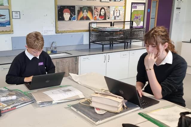 Art students using new computer equipment at Havant Academy.