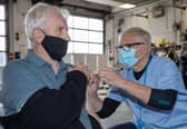 Robert Maffey, 89, receiving his booster jab on Thursday afternoon from Cosham Fire Station during their drop in session from 12 noon to 6pm. Photos by Alex Shute.



Pictured - Robert Maffey