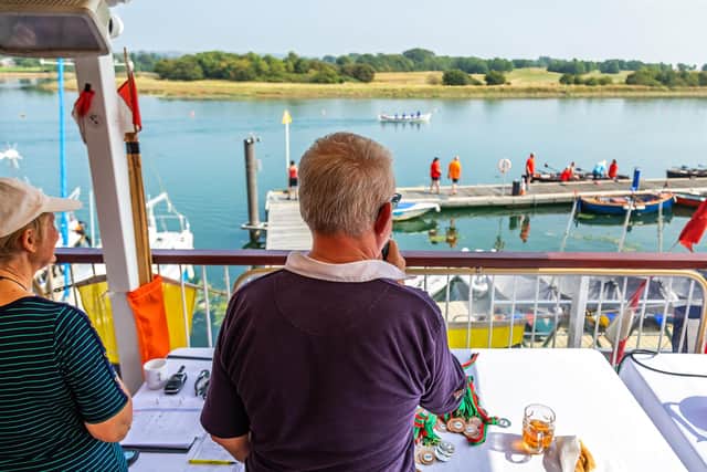 Commentator Nick Howe watches over the races Picture: Mike Cooter (050921)