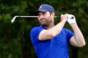 Hayling GC’s county captain Toby Burden tees off at the 11th in his singles match against Kent in the South East League South Division match.