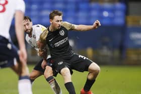 Denver Hume, pictured in a rare Pompey outing against Bolton in the Papa Johns Trophy in January, will be allowed to leave in a cut-price deal this summer. Picture: Paul Thompson/ProSportsImages