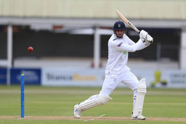 James Vince on his way to an unbeaten century. Pic: Mike Egerton/PA Wire.