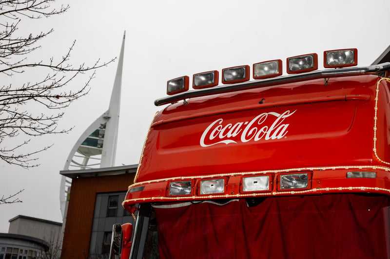 The famous Coca Cola truck arrived in Portsmouth this Saturday, parking up in Gunwharf Quays ready for photo opportunities.