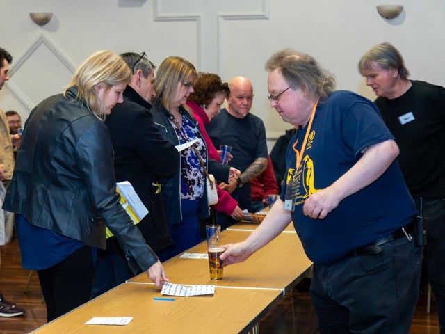 Selecting a cider at the event in Gosport. Picture: Mike Cooter (250223)