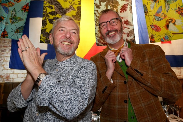 Rob Turner, left, and Andrew Douglas both in vintage Paul Smith on their stall. Powder Monkey Brewery Christmas Market, Priddy's Hard, Gosport.
Picture: Chris Moorhouse
