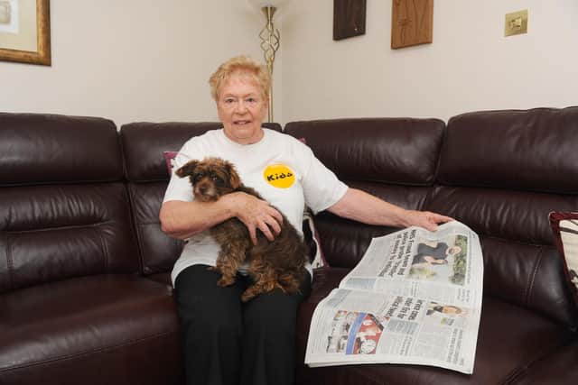 Irene Lowrie (73) from Fareham, has been an ambassador for KIDS charity for the last 12 years and is a reader of The News, Portsmouth.Pictured is: Irene Lowrie (73) with her dog Lucy.Picture: Sarah Standing (291020-7035)