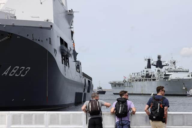 HMS Albion taking part in Dutch Military show, highlighting their special relationship with the Royal Navy. Pictured: HMS Albion arrives in the Netherlands. Picture: PO Phot Arron Hoare/Royal Navy.