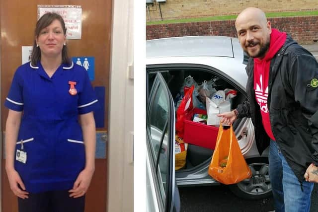 Jennifer Cross, left, is a nurse at Royal Blackburn Hospital who has been inspired to shave her head to raise fundss for FoodBank PO9 in Leigh Park after hearing Darren McKenna, right, speak about running the service