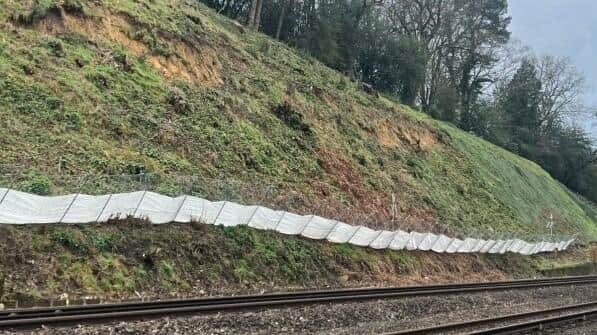 Emergency work to repair a landslip in Farnborough will result in a reduced train service and buses replacing some trains this Sunday [March 24]. Picture contributed