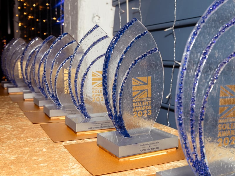 The trophies on display.