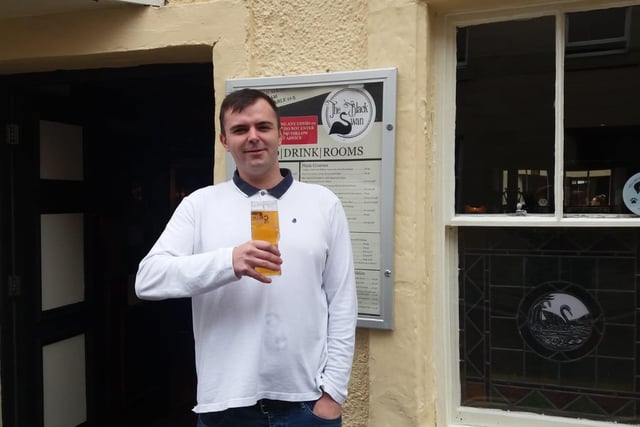 James Armstrong was the first customer at the Black Swan in Alnwick. Cheers James!
