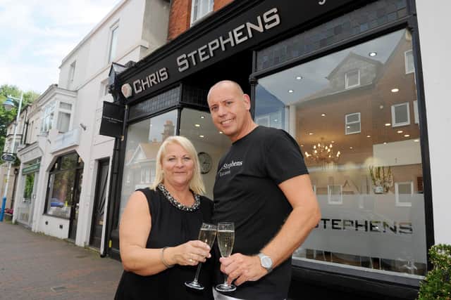 Natalie Stephens and her husband Chris Stephens, owners of Chris Stephens Hair Design.
Picture: Sarah Standing (280619-2204)