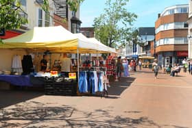 Gosport market in the high street on June 2. Picture: Sarah Standing (020620-9429)