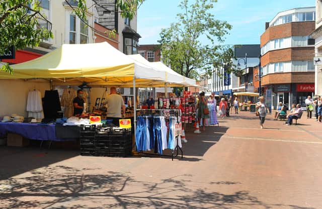 Gosport market in the high street on June 2. Picture: Sarah Standing (020620-9429)
