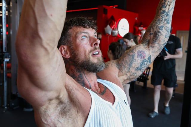 Jamie Christian held a workout at the opening of Snap Fitness Fareham Picture: Chris Moorhouse (220624-33)