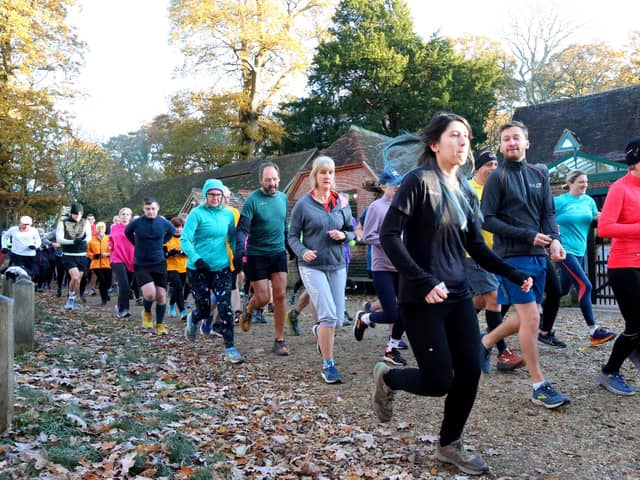 Runners at the start at Staunton Country Park, Havant