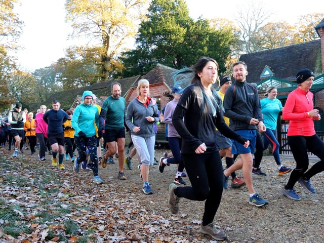 Runners at the start at Staunton Country Park, Havant