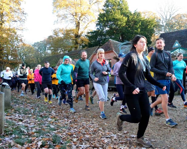 Runners at the start at Staunton Country Park, Havant