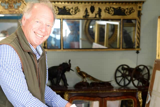 Charles Wallrock with the medicine cabinet that belonged to Sir William Beatty, Nelson's surgeon at Trafalgar. 