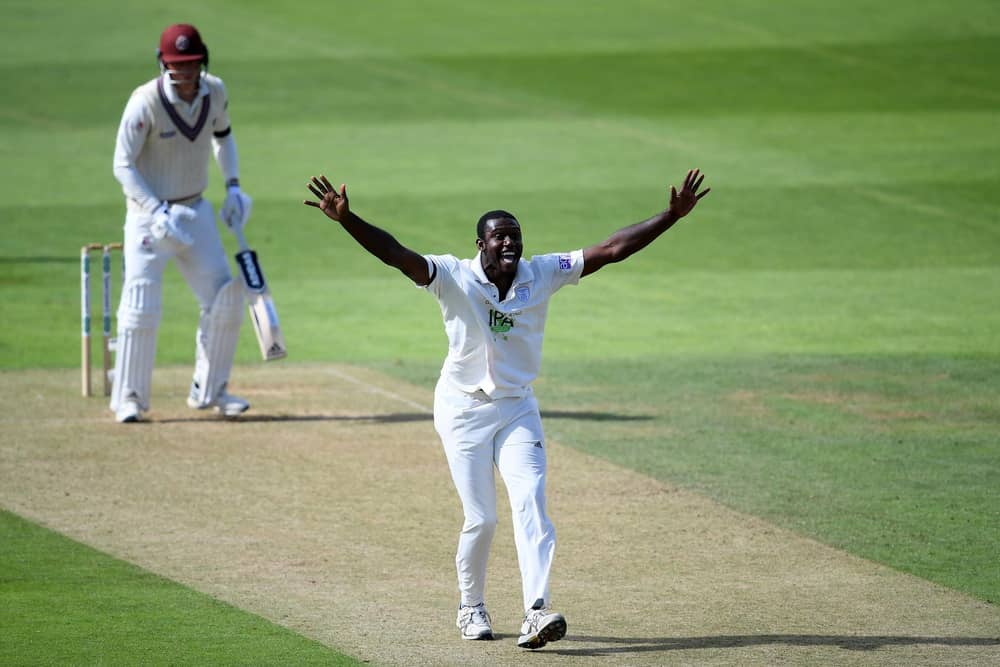Keith Barker took four wickets on the opening day of Hampshire's Championship game against Kent at Canterbury Photo by Alex Davidson/Getty Images.