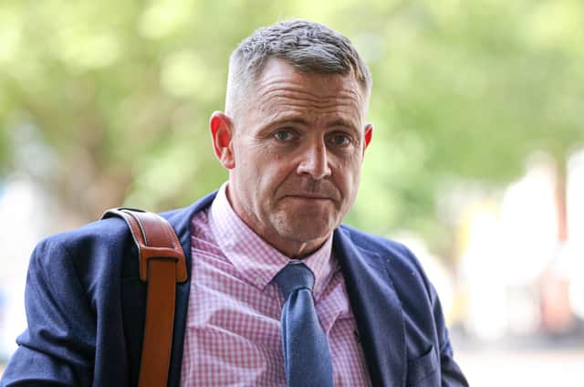 Phillip Gazzard arriving at Portsmouth Coroner's Court before giving evidence in the case of the death of Thomas Toomer (jpns 150621-)