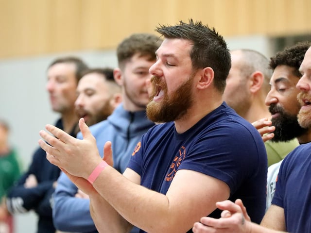 Brian Andrews, centre, offering encouragement in a Brazilian Jiu Jitsu competition at the Ravelin Centre in Portsmouth. Picture: Chris Moorhouse (jpns 250223-13)