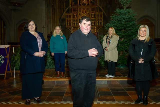Pictured: Jo Eamey from Stop domestic abuse, Michelle Treacher from Hope into Action, Revd Canon Bob White, Dannii Barham
from Catherine Booth House and Claire Haque from Two Saints at St Mary's Church, Fratton, Portsmouth
Picture: Habibur Rahman