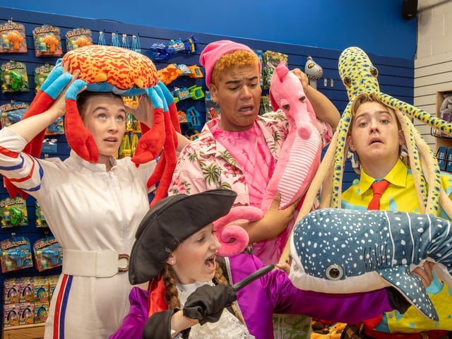 Pictured - Casper Horn, 16 (SpongeBob Squarepants), Stanley Pearl (Patrick), Ella Burgos, 17 (Sandy) and Jemima Rees, 14 (Patchy the Pirate)Photos by Alex Shute