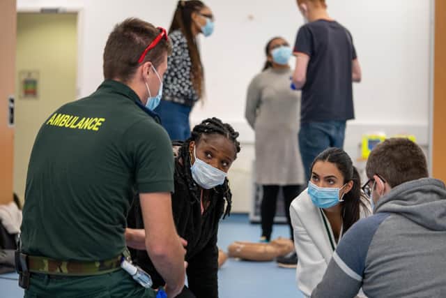 Students at the University of Portsmouth learning CPR