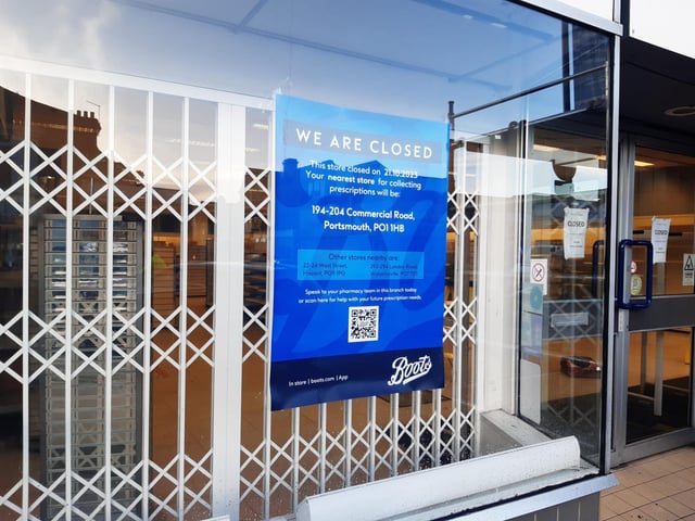 Boots Pharmacy, Cosham. The pharmacy has now closed.