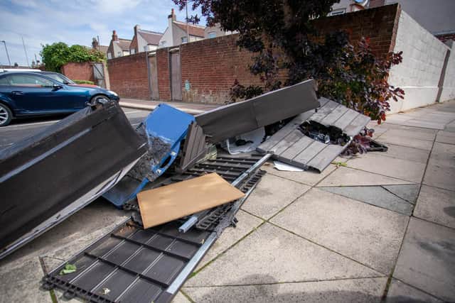 Pictured: Fly-tip site in George Street, Buckland, Portsmouth on July 13, nearly a week after 70-year-old Susan Hunt's accident.

Picture: Habibur Rahman