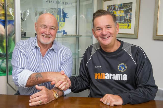 'The chairman understands football' -  Derek Pope with Paul Doswell after the latter's appointment at Westleigh Park in May 2019. Picture: Habibur Rahman