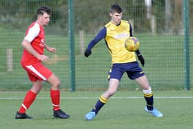 Moneyfields Reserves, right, in action during 2019/20 - they won 13 out of 14 Hampshire Premier League Division 1 game and drew the other. Picture Ian Hargreaves