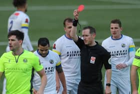 Hawks midfielder Billy Clifford is sent off. Picture: Dave Haines.