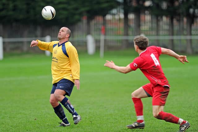 Current Horndean boss Michael Birmingham  in action for Moneyfields against Deans in November 2011.
Picture: Sarah Standing