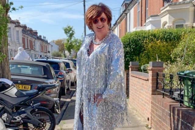 Andrew Pearce as drag act Miss G who put on a show for neighbours in Southsea.
