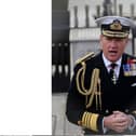 Admiral Sir Ben Key, the First Sea Lord of the Royal Navy, pictured during the ceremony on HMS Victory to formally accept his new leadership post