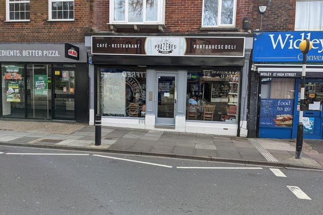 Prazeres is a Portuguese deli and cafe on Cosham high street.
